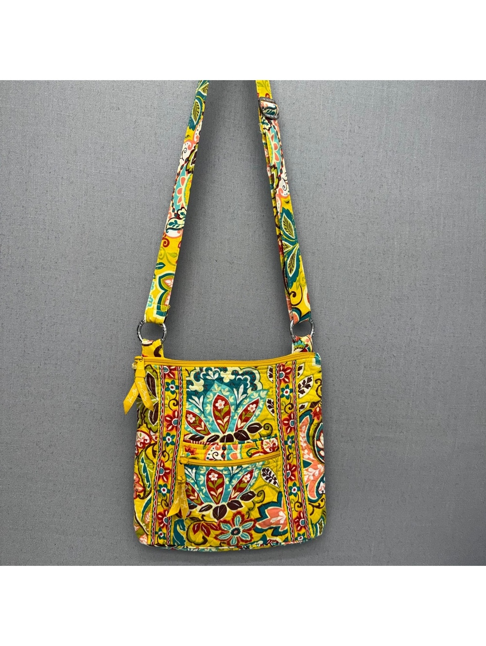 Vera Bradley Lemon Parfait Crossbody Purse 11x9.5 Excellent Quilted Hand Bag
